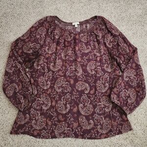 Garnet Hill Paisley burgundy blouse